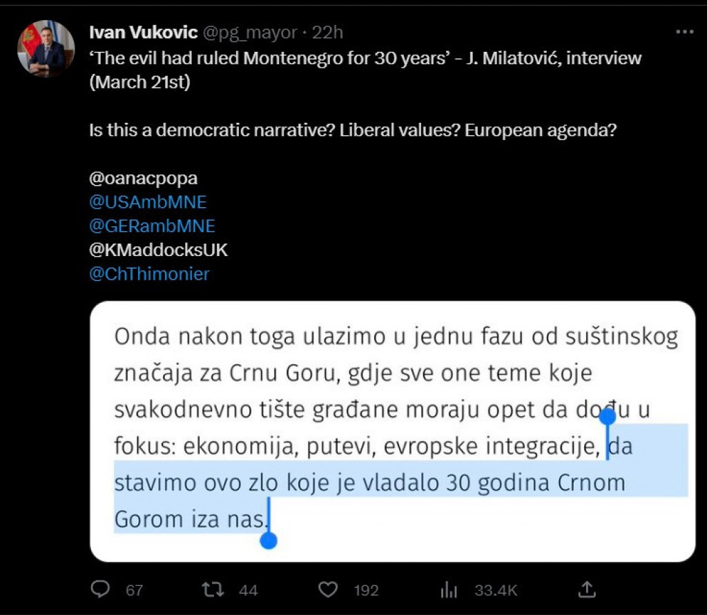 (FOTO) HIT! Vuković molio za pomoć ambasade po Tviteru, pa usledilo blokiranje od strane dve ambasadorke